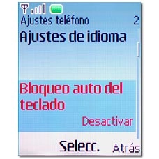 Vaya a Bloqueo auto del teclado y pulse la tecla de navegación.