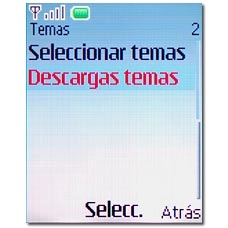 Si selecciona Descargas temas:Siga las indicaciones de la pantalla para buscar y descargar el tema deseado.