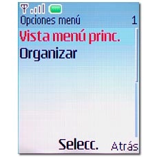 Busque Vista menú princ. y pulse la tecla de navegación.