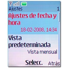 Elija uno de los ajustes siguientes:Ajustes de fecha y hora, véase 3a.