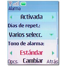 Vaya a Tono de alarma y pulse la tecla de navegación.