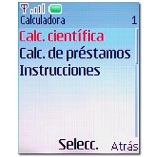 Vaya a Calc. científica o Calc. estándar, dependiendo del ajuste actual, y pulse la tecla de navegación.