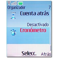 Vaya a Cronómetro y pulse la tecla de navegación.