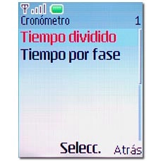 Elija Tiempo dividido o Tiempo por fase y pulse la tecla de navegación.