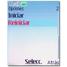 Vaya a Reiniciar y pulse la tecla de navegación.