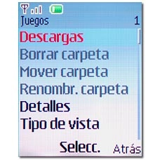 Vaya a Descargas y pulse la tecla de navegación.