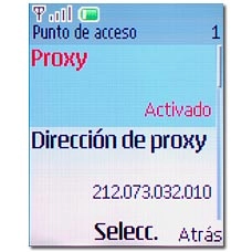 Vaya a Proxy y pulse la tecla de navegación.
