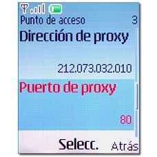 Vaya a Puerto de proxy y pulse la tecla de navegación.