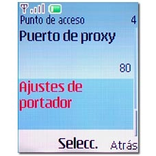 Vaya a Ajustes de portador y pulse la tecla de navegación.
