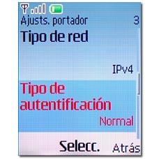 Vaya a Tipo de autentificación y pulse la tecla de navegación.