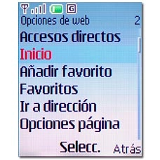 Vaya a Inicio y pulse la tecla de navegación.Espere unos instantes mientras se carga la página.