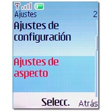 Vaya a Ajustes de aspecto y pulse la tecla de navegación.