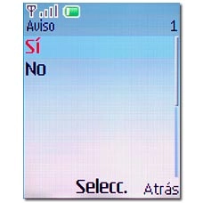 Elija Sí o No y pulse la tecla de navegación.