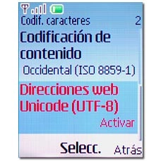 Si selecciona Direcciones web Unicode (UTF-8):