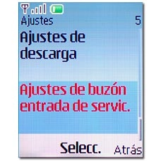 Vaya a Ajustes de buzón entrada de servic. y pulse la tecla de navegación.