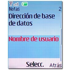 Vaya a Nombre de usuario y pulse la tecla de navegación.
