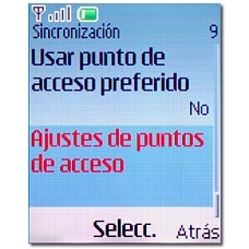 Vaya a Ajustes de puntos de acceso y pulse la tecla de navegación.