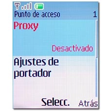 Vaya a Proxy y pulse la tecla de navegación.