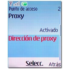Vaya a Dirección de proxy y pulse la tecla de navegación.