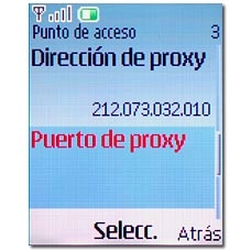 Vaya a Puerto de proxy y pulse la tecla de navegación.