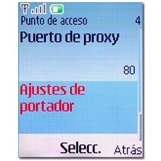 Vaya a Ajustes de portador y pulse la tecla de navegación.