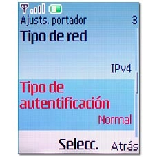 Vaya a Tipo de autentificación y pulse la tecla de navegación.