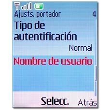 Vaya a Nombre de usuario y pulse la tecla de navegación.