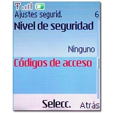 Vaya a Códigos de acceso y pulse la tecla de navegación.