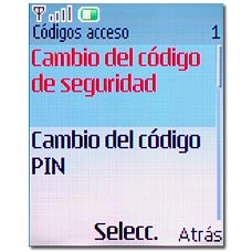 Elija el código de acceso que desea cambiar:Cambio del código de seguridad, véase 2a.
