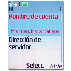 Vaya a Nombre de cuenta y pulse la tecla de navegación.