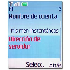Vaya a Dirección de servidor y pulse la tecla de navegación.