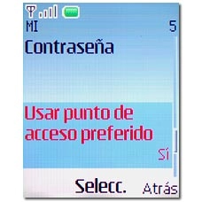 Vaya a Usar punto de acceso preferido y pulse la tecla de navegación.