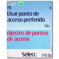 Vaya a Ajustes de puntos de acceso y pulse la tecla de navegación.