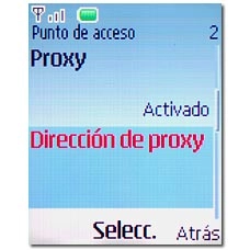 Vaya a Dirección de proxy y pulse la tecla de navegación.
