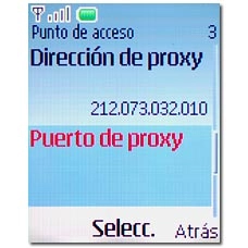 Vaya a Puerto de proxy y pulse la tecla de navegación.