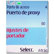 Vaya a Ajustes de portador y pulse la tecla de navegación.