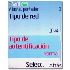 Vaya a Tipo de autentificación y pulse la tecla de navegación.