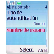 Vaya a Nombre de usuario y pulse la tecla de navegación.
