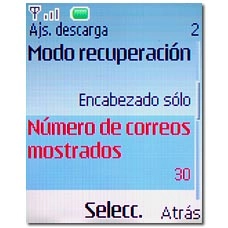 Vaya a Número de correos mostrados y pulse la tecla de navegación.