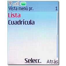 Elija Lista o Cuadrícula y pulse la tecla de navegación.