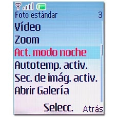 Vaya a Act. modo noche o Des. modo noche (dependiendo del ajuste actual) y pulse la tecla de navegación.