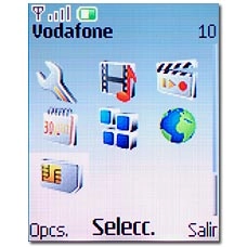 Vaya a Vodafone y pulse la tecla de navegación.La pantalla muestra ahora el menú principal de Vodafone SIM Toolkit.