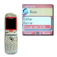 Vaya a Enviar por IrDA y pulse la Tecla de navegación.La pantalla muestra que se envía la tarjeta de visita.
