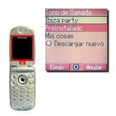 Elija Preinstalado, Mis cosas o Descargar nuevo y pulse la Tecla de navegación.