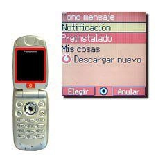 Elija Preinstalado, Mis cosas o Descargar nuevo y pulse la Tecla de navegación.