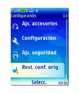 Vaya a Rest. conf. orig. y pulse la tecla de navegación.