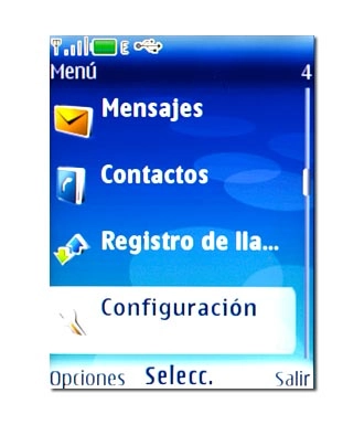 Vaya a Configuración y pulse la tecla de navegación.