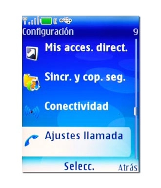 Vaya a Ajustes llamada y pulse la tecla de navegación.