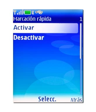 Elija Activar o Desactivar y pulse la tecla de navegación.