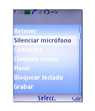 Vaya a Silenciar micrófono y pulse la tecla de navegación.